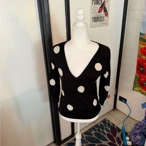 Black and White Polka Dot Sweater